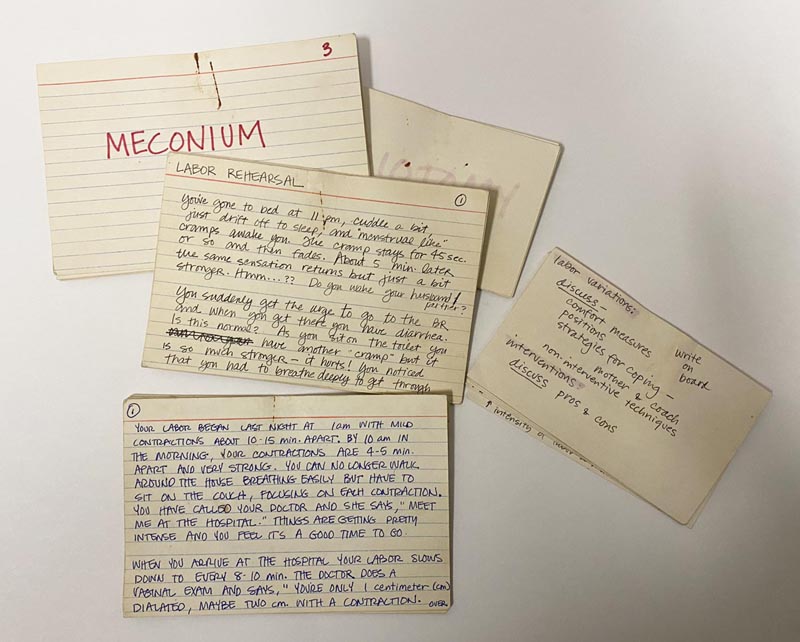 Notes written on index cards